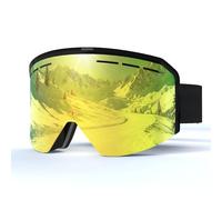 JQF Gear Ski Goggles OTG,YH359 Snow Goggles Adjustable for Men Women Anti-Fog Anti-Glare UV400 Protection Helmet Compatible for Skiing Snowboarding Cycling (06-REVO Glod/Black (VLT 7%))