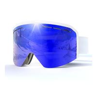 JQF Gear Ski Goggles OTG,YH359 Snow Goggles Adjustable for Men Women Anti-Fog Anti-Glare UV400 Protection Helmet Compatible for Skiing Snowboarding Cycling (05-REVO Blue/White(VLT 19%))