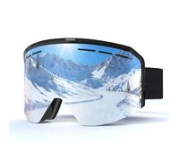 JQF Gear Ski Goggles OTG,YH359 Snow Goggles Adjustable for Men Women Anti-Fog Anti-Glare UV400 Protection Helmet Compatible for Skiing Snowboarding Cycling (01-Silver/Black(VLT 13%))