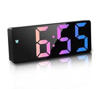 JQGO Alarm Clock Digital Battery Powered, LED Travel Alarm Clocks Beside Mains Powered Non Ticking with Snooze Temperature Date Time Brightness Adjustable for Kids Adults (Colorful2)