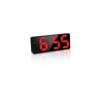 JQGO Alarm Clock Digital Battery Powered, LED Travel Alarm Clocks Beside Mains Powered Non Ticking with Snooze Temperature Date Time Brightness Adj