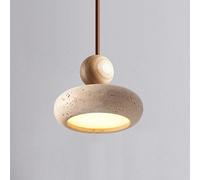 jqgxfc Yellow Travertine Small Pendant Light, Wabi-Sabi Style Bedside Hanging Lighting Chandelier Fixture, Dining Room Bar Kitchen Island Vintage LED Ceiling Lights, 3000K - Warm Lights