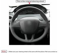 JQHXFDC Hand-Stitched Steering Wheel Cover Non-Slip Breathable Microfiber Leather Steering Wheel Cover on Wrap DIY Hand Sewn for Peugeot 208 2012-2019