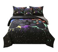 JQinHome Full/Queen Gamer Comforter Sets or Boys, 6 Piece Bed in A Bag 3D Video Game Bedding -All Season Soft Microfiber Gamer Bedding Sets, with Pillowcases, Flat Sheet, Fitted Sheet, Cushion Cover