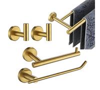 JQK Bathroom Hardware Set, 5-Piece Bath Accessories Set Brushed Gold Wall Mount Includes 24 in Towel Bar, 9 in HT Bar, TP Holder, Towel Hook x 2, BAS105-BG