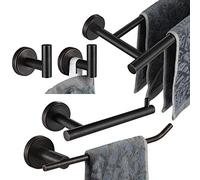 JQK Bathroom Hardware Set Oil Rubbed Bronze, 5-Piece Bath Accessories Set Wall Mount Includes 24 in Towel Bar, 9 in HT Bar, TP Holder, Towel Hook x 2, BAS105-ORB