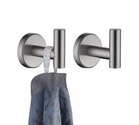 JQK Bathroom Towel Hook, Coat Robe Clothes Bath Wall Hooks for Kitchen Garage, 2 Pack Brushed Finish, A1160-BN-P2