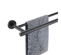 JQK Black Double Towel Bar, 18 Inch Stainless Steel Towel Rack Bathroom, Towel Holder Matte Black Wall Mount, Total Length 20 Inch, TB100L18-PB