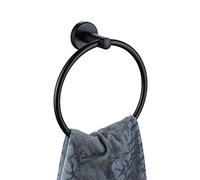 JQK Black Towel Ring, 304 Stainless Steel Matte Black Hand Towel Holder for Bathroom, Wall Mount, TR130-PB