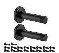 JQK Door Stopper Black, 304 Stainless Steel Thicken 1mm Sound Dampening Door Stop Bumper Wall Protetor 20 Pack, Matte Black, DSB5-PB-P20