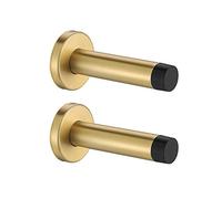 JQK Door Stopper Gold, 304 Stainless Steel Sound Dampening Door Stop Bumper Wall Protetor 2 Pack, Brushed Gold, DSB5-BG-P2