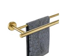 JQK Double Bath Towel Bar, Brushed Gold 30 Inch 304 Stainless Steel Thicken 0.8mm Towel Rail Rack for Bathroom, Towel Holder Wall Mount, 33 in Total Length, TB100L30-BG