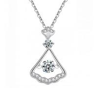 JQQJZLC 0.5ct D Moissanite Pendant 925 Sterling Silver Necklace Diamond Jewelry Women Gift