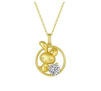 JQQJZLC 1.0CT 925 Silver Chinese Zodiac Rabbit Moissanite Pendant Necklace For Women Gift With
