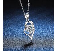 JQQJZLC 1 Carat Moissanite Pendant Necklace for Women Party 925 Sterling Silver Diamond Chain Necklaces