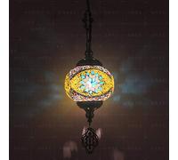 JQQJZLC 1 Light Globe Mosaic Pendant Light, Bohemian Decorative Ceiling Pendant Lamp for Dining Room Living Room Bar Hotel, Glass Bedroom Chandelier