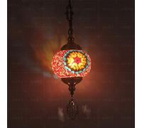 JQQJZLC 1 Light Globe Mosaic Pendant Light, Bohemian Decorative Ceiling Pendant Lamp for Dining Room Living Room Bar Hotel, Glass Bedroom Chandelier