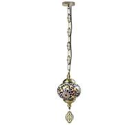 JQQJZLC 1 Light Globe Mosaic Pendant Light, Bohemian Decorative Ceiling Pendant Lamp for Dining Room Living Room Bar Hotel, Glass Bedroom Chandelier