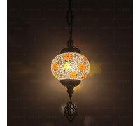 JQQJZLC 1 Light Globe Mosaic Pendant Light, Bohemian Decorative Ceiling Pendant Lamp for Dining Room Living Room Bar Hotel, Glass Bedroom Chandelier