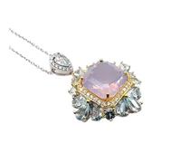 JQQJZLC 10 * 10MM Lavender Diamond Pendant Necklace Jewelry Woman S925 Silver Wedding Commemorative Birthday Gift
