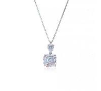 JQQJZLC 10mm Square Zircon Wedding Pendant Necklace 100% 925 Sterling Silver Elegant Bride Band Jewelry Gift