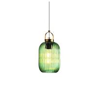 JQQJZLC 13cm Green Glass Lamp Shade Pendant Light in Brass Finish, Modern Retro Loft Bar E27 Ceiling Hanging Lamp Kitchen Bedroom Salon 1-Light Chandelier Made in China Produced in China