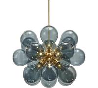 JQQJZLC 18 Lights Cluster White Milk Glass Bubble Chandelier Modern Grey Blue Globe Ceiling Pendant Lamp Mid Century Gold Chandelier Large for Dining Room Kitchen Bedroom Living Room