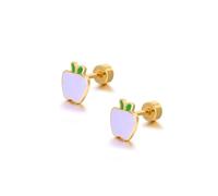 JQQJZLC 18g Titanium Apple Fruit Earrings for Women 14k Gold Plated Surgical Stainless Steel Hypoallergenic Cute Tiny Studs Cartilage Tragus Screw Back Post Conch Piercing Sensitive Ear Jewelry for