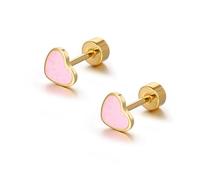 JQQJZLC 18g Titanium Heart Love Earrings for Women Girls Stainless Steel 14k Gold Plated Hypoallergenic Cute Tiny Sequins Stud Cartilage Tragus Screw Back Post Piercing Sensitive Ear