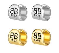 JQQJZLC 18K Gold Plated Hypoallergenic Square Hoop Earrings for Women - Retro Geometric Engraved Jewelry | Sensitive Ears for Weddings, Mother’s Day (Golden & Silvery)