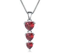 JQQJZLC 2.87Ct Natural Red Garnet Gemstone 925 Sterling Silver Heart Pendant Necklace For Women Engagement Jewelry