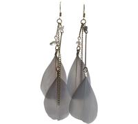 JQQJZLC 2 Pieces Feather Earrings -Geometric Irregular Long Multi-Color Bohemian Feather Earrings,Feather Drop Dangle Boho Curved Needle Earrings For Women Fashion Jewellery ui