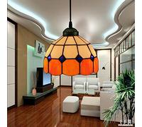 JQQJZLC 20Cm Tiffany Style Pendant Hanging Light, Vintage Mini Ceiling Lighting Fixtures, 1-Light,Stained Glass Chandeliers for Hallway Bedroom Living Room Dining Room [Energy Class A ++],16 Made in
