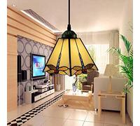 JQQJZLC 20Cm Tiffany Style Pendant Hanging Light, Vintage Mini Ceiling Lighting Fixtures, 1-Light,Stained Glass Chandeliers for Hallway Bedroom Living Room Dining Room [Energy Class A ++],16 Made in