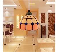 JQQJZLC 20Cm Tiffany Style Pendant Hanging Light, Vintage Mini Ceiling Lighting Fixtures, 1-Light,Stained Glass Chandeliers for Hallway Bedroom Living Room Dining Room [Energy Class A ++],16 Made in