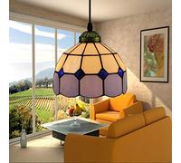 JQQJZLC 20Cm Tiffany Style Pendant Hanging Light, Vintage Mini Ceiling Lighting Fixtures, 1-Light,Stained Glass Chandeliers for Hallway Bedroom Living Room Dining Room [Energy Class A ++],16 Made in
