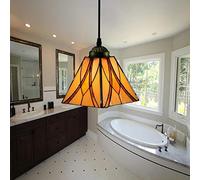 JQQJZLC 20Cm Tiffany Style Pendant Hanging Light, Vintage Mini Ceiling Lighting Fixtures, 1-Light,Stained Glass Chandeliers for Hallway Bedroom Living Room Dining Room [Energy Class A ++],16 Made in