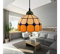 JQQJZLC 20Cm Tiffany Style Pendant Hanging Light, Vintage Mini Ceiling Lighting Fixtures, 1-Light,Stained Glass Chandeliers for Hallway Bedroom Living Room Dining Room [Energy Class A ++],16 Made in