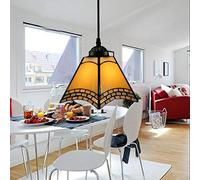 JQQJZLC 20Cm Tiffany Style Pendant Hanging Light, Vintage Mini Ceiling Lighting Fixtures, 1-Light,Stained Glass Chandeliers for Hallway Bedroom Living Room Dining Room [Energy Class A ++],16 Made in