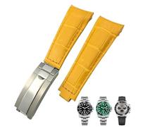 JQQJZLC 20mm Arc End Leather Suitable For Bamboo Grain Green Blue Brown Cowhide Watch Strap Bracelets