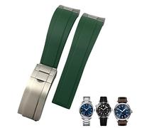 JQQJZLC 20mm Rubber Watchband Fit for IWC Mark Omega Seamaster 300 AT150 Metal Link Rubber Watchband Curved End Sport Strap