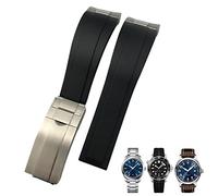 JQQJZLC 20mm Rubber Watchband Fit for IWC Mark Omega Seamaster 300 AT150 Metal Link Rubber Watchband Curved End Sport Strap