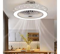 JQQJZLC 22inch Fan Light 7 Blades Chandelier led Color Changes 3speeds Iron&Acrylic Ceiling Lighting dimmable Simple Ceiling lamp w/Remote Control for Bedroom livingroom Restaurant diningroom Office