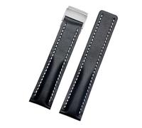 JQQJZLC 22mm 24mm Genuine Leather Strap Watch Band For Breitling mens watch cow leather bracelet with Deployment buckle