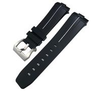 JQQJZLC 24mm Black Green Nature Soft Silicone Rubber Watchband Fit for Panerai PAM00111/441 Strap Butterfly Buckle Waterproof Bracelet