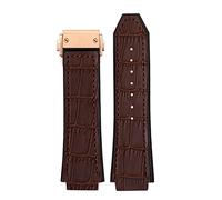 JQQJZLC 25 * 19mm Real Cow Leather Rubber Watchband Butterfly Buckl For Classic Fusion Universe Big Bang Series Men Belt Watch Band