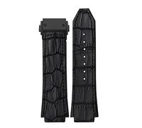 JQQJZLC 25 * 19mm Real Cow Leather Rubber Watchband Butterfly Buckl For Classic Fusion Universe Big Bang Series Men Belt Watch Band