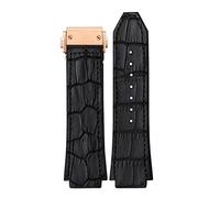 JQQJZLC 25 * 19mm Real Cow Leather Rubber Watchband Butterfly Buckl For Classic Fusion Universe Big Bang Series Men Belt Watch Band