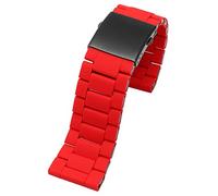 JQQJZLC 28mm Silicone Stainless Steel Watchband Watch Strap For Diesel DZ7396 DZ7370 DZ4289 DZ7070 DZ7395 Men Rubber Wrist Band Bracelet (Color : Red, Size : 28mm)