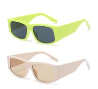 JQQJZLC 2pcs Fashion Uv Resistant Sunglasses Large Frame Wide Leg Sun Glasses